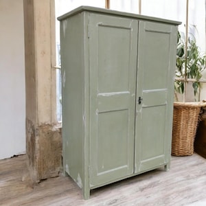 Unique Shabby Chic Wardrobe – A Vintage Highlight in Sage Green for Your Home