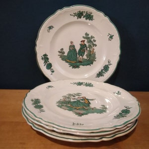 Villeroy and Boch dresden V&B watteau painting set of 4x flat small plates 20 cm bread plate breakfast plate white antique