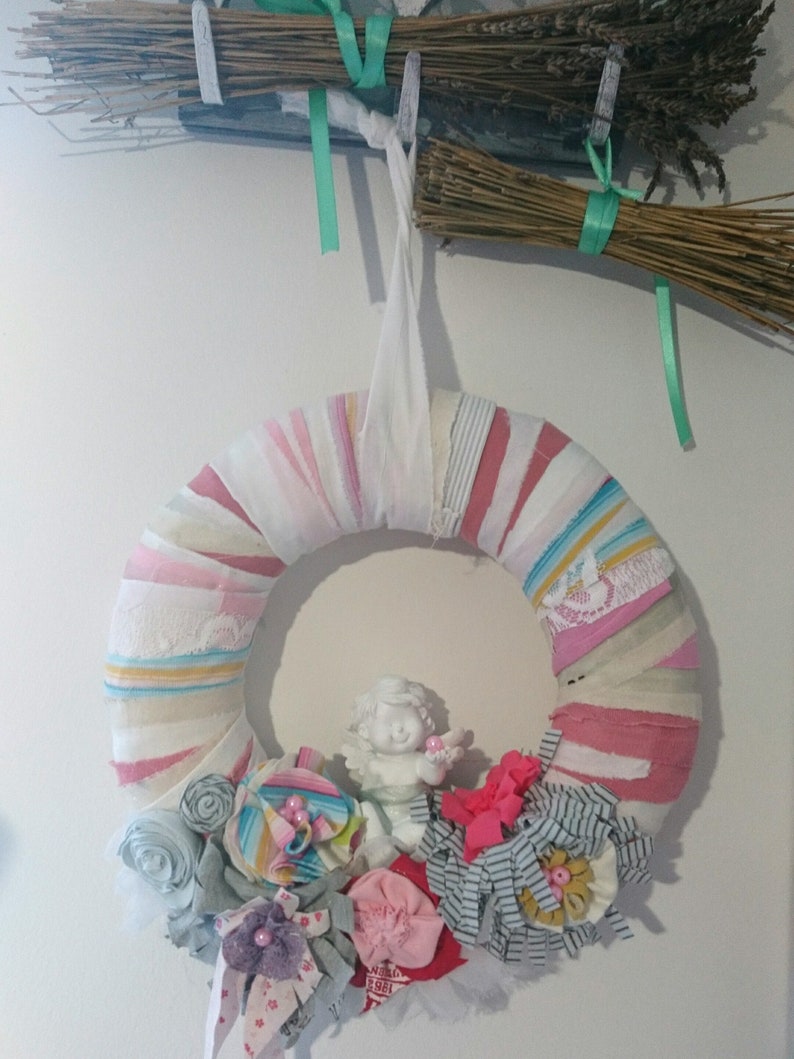 Shabby Chic Wreath Wall Decoration Door Wreath Angel Hair Etsy