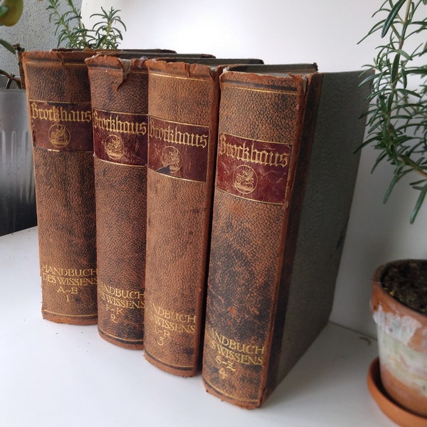 BROCKHAUS Handbuch des Wissens 1925 Leipzig in 4 Bände - komplett - 10000 Abbildungen altdeutsche Schrift gebunden Shabby Chic Deko