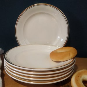 Villeroy and Boch V+B set of 6x flat small plates 18.5 cm side plate bread plate breakfast plate white with gold rim mid century