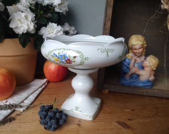 LICHTE Etagere vintage Servierschale auf Fuß mit Blumenmotiv aus Porzellan Shabby Chic