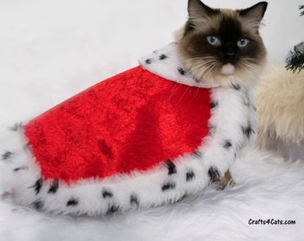 Royal Cat Costume - King cape for cats and dogs with Ermine faux fur,