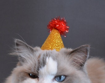 Glittery hat for cat / Christmas birthday hat for cat  / hat for dog / cute cat hat / hat for pet / pet costume / Crafts4cats