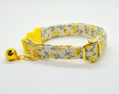 Collar 39 Marigold 39 (breakaway) floral cat collar, cat kitten collar, dog collar,floral collar, yellow cat collar, Crafts4Cats