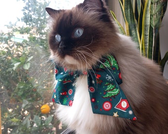 Large Christmas Bows for cats and dogs - cat collar with bow and bell - Christmas bow for dog