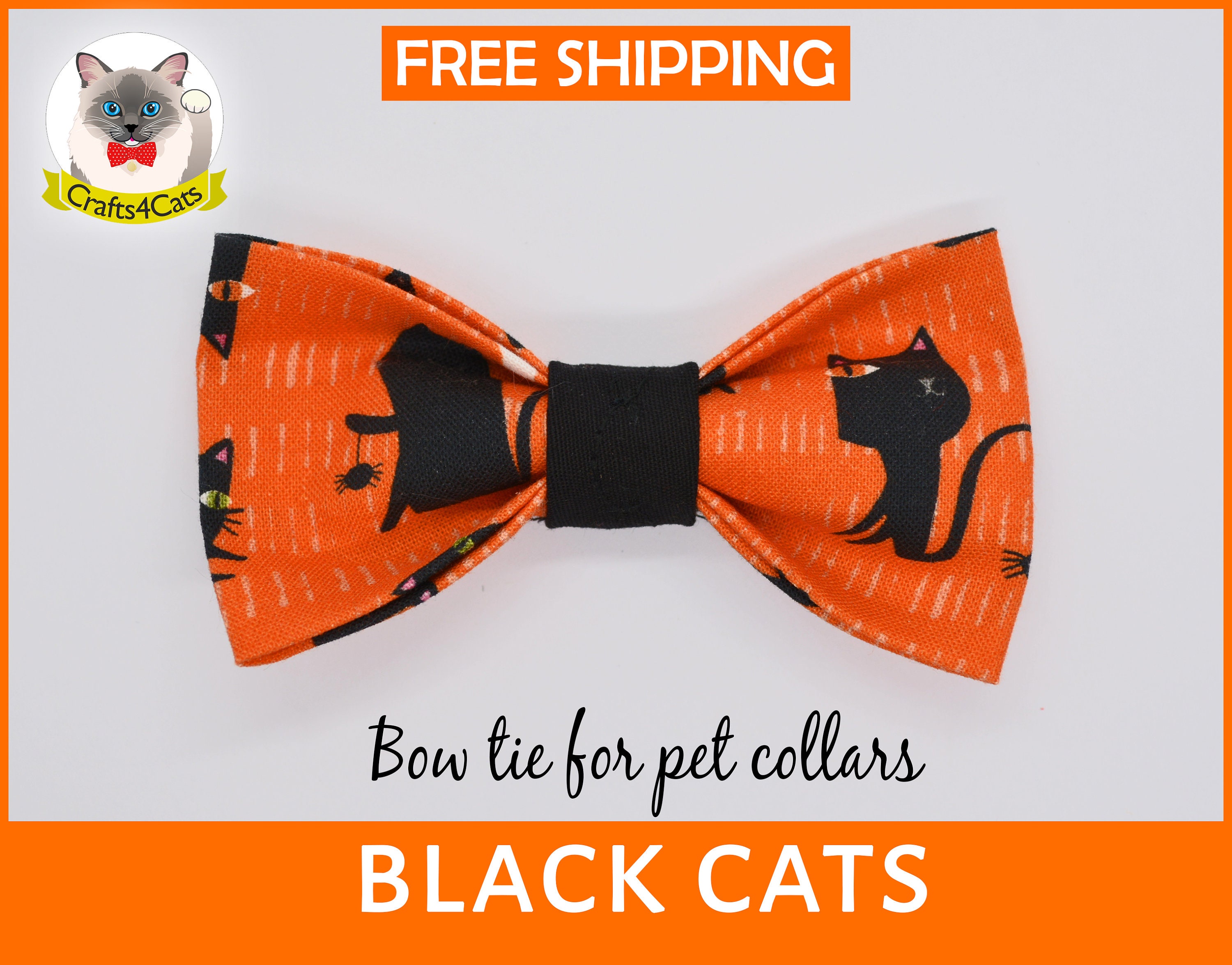 black bow tie cat collar