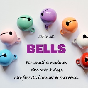 Bells for cat & dog collars / Small, soft ring tone, solid colour bells for cat collars