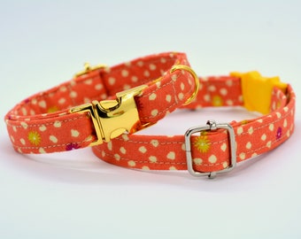 Halloween orange cat or dog collar / Breakaway cat collar / Pumpkin charm & bell / Safety kitten collar / Autumn/Fall cat collar