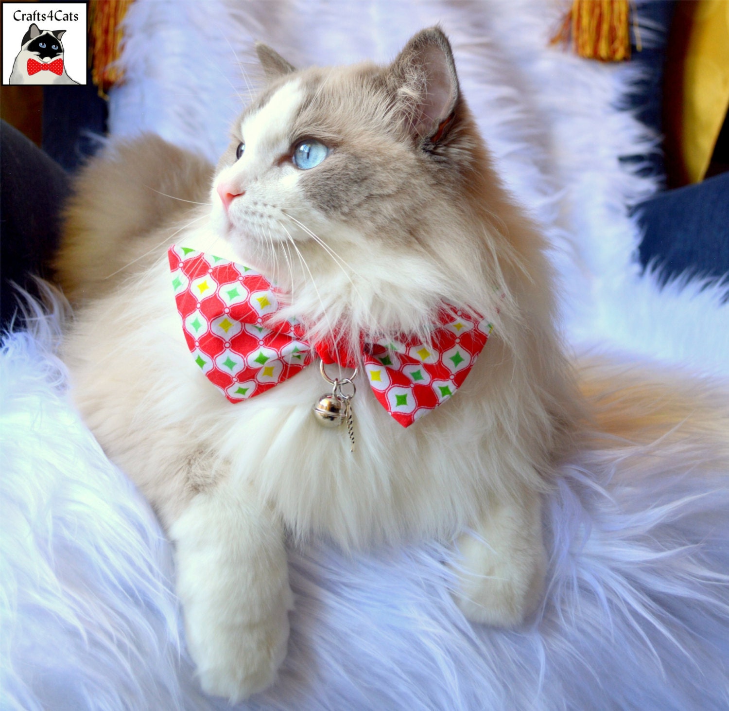 Large Christmas Bow Tie For Cats Christmas Bow Tie For Large Cats Cat Collar Bow Christmas Bow Cat Christmas Gift For Cat