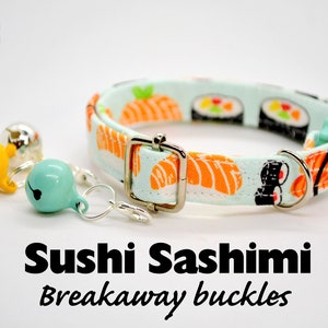 Collar 'Sushi Sashimi' (breakaway) / cat collar, kitten collar, cat collar with bell, sushi collar CRAFTS4CATS