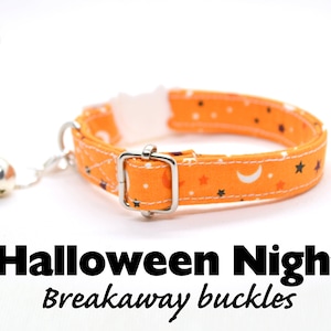 Cat collar 'Halloween Night' (breakaway), celestial orange cat collar, automn/fall dog collar, Crafts4Cats