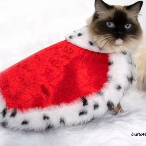 Royal Cat Costume - King cape for cats and dogs with Ermine faux fur,