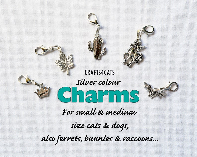 Charms for Cat Collars silver Colour/ Crown Leaf Cactus Etsy