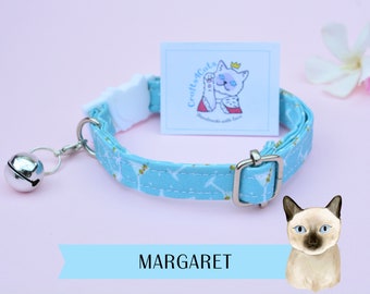 Zomer kattenhalsband 'Margaret' met belletje | cocktailglazen kat, kitten, handgemaakt door Crafts4Cats