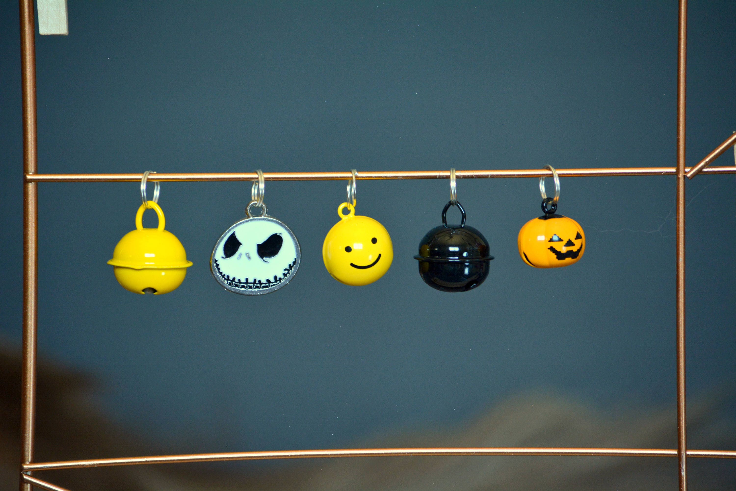 bell bells halloween scary pumpkin face yellow jingle crafts4cats solid