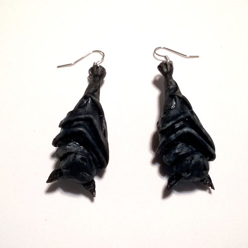 Sleeping Hanging Bat Earrings