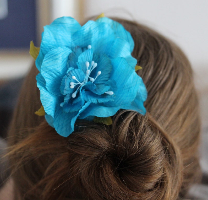 Haarforke /BLAUE BLÜTE/Haarschmuck mit Blume Bild 2