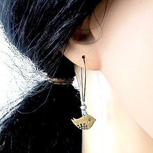 beautiful long earrings with birds image 2