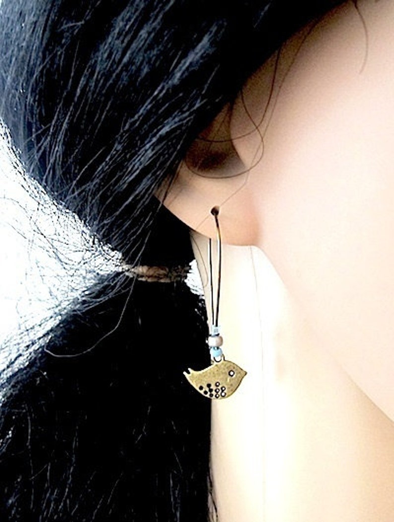 beautiful long earrings with birds image 2