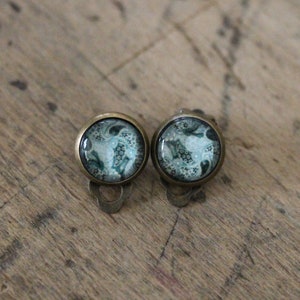 10 mm earclips bronze glass cabochons image 2