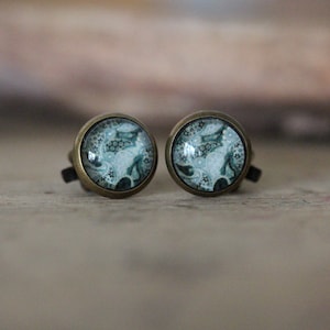 10 mm earclips bronze glass cabochons image 1