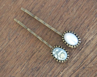 Two enchanting hair clips / ROSE & PEARL /