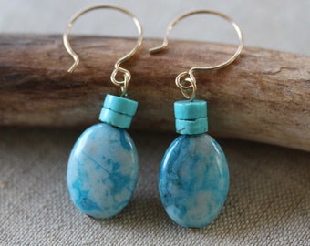 Earrings /Ocean/ with semi-precious stones