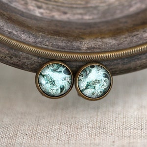 10 mm earclips bronze glass cabochons image 4