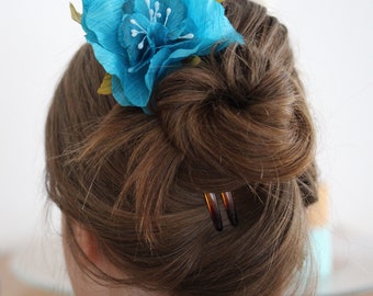 vintage hair fork / BLUE FLOWER /