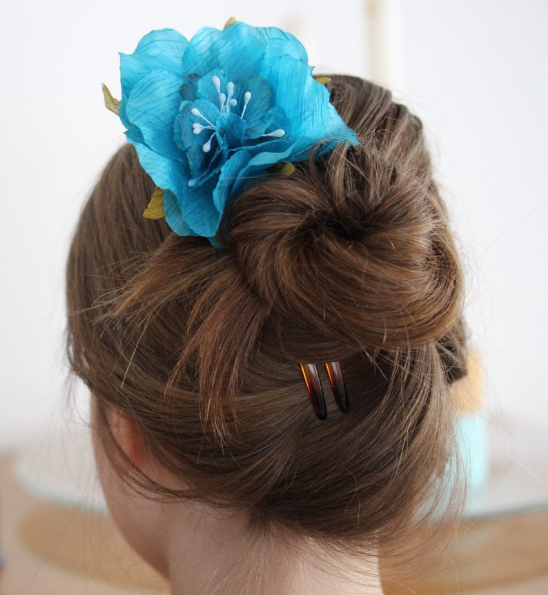 Haarforke /BLAUE BLÜTE/Haarschmuck mit Blume Bild 1