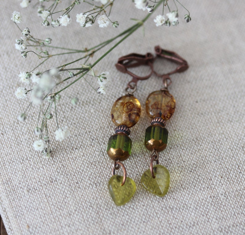 light ear clips /BIRCH/with glass beads image 1