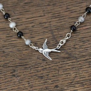 beautiful necklace in vintage style swallow image 3