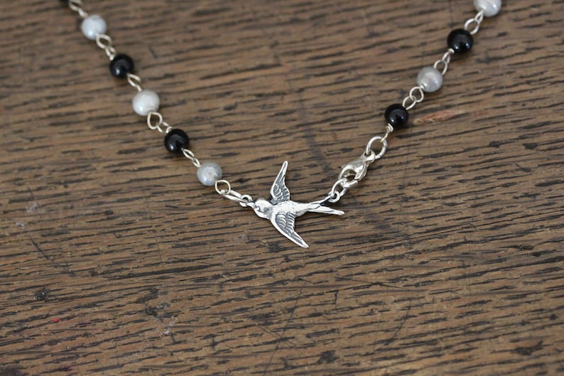 beautiful necklace in vintage style swallow image 3