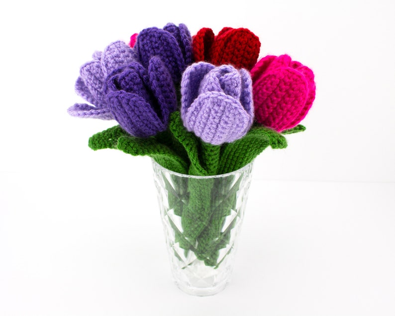 Crochet Tulips Pattern, Crochet Flowers PDF Pattern, Home Decor image 4