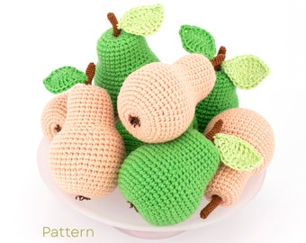 Crochet Pears PDF Pattern, Amigurumi Fruit, Kitchen Decor, 2 Varieties of Pears