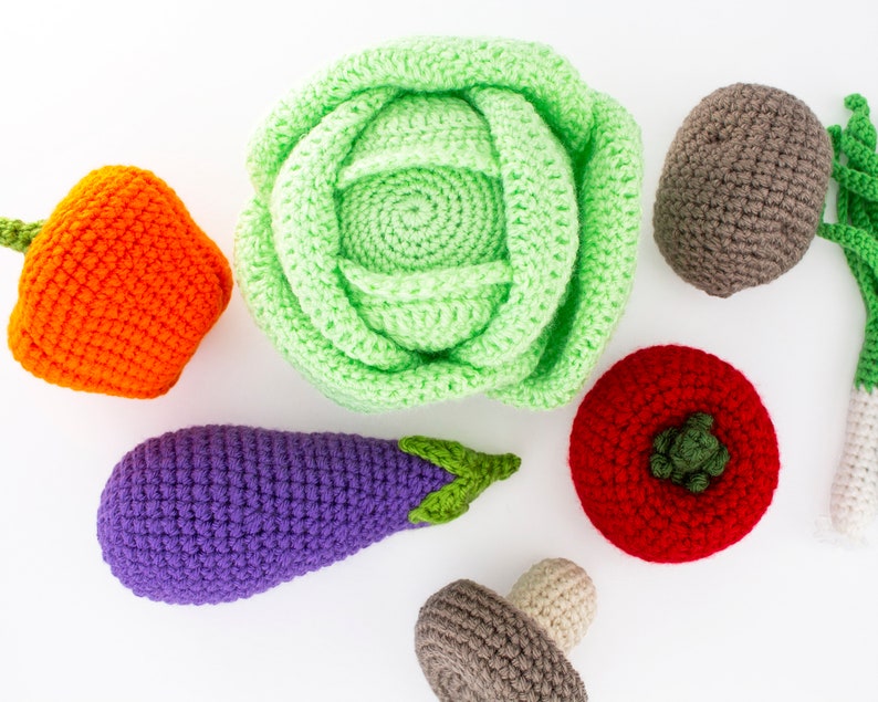 Crochet Vegetables Set Birthday Gift for Kids Kitchen Decorations Crochet Play Food Set 8 pcs