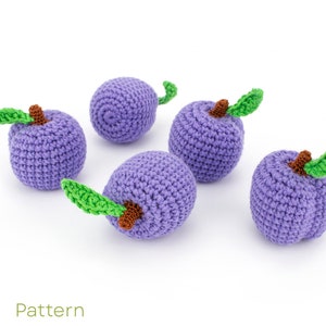 Crochet Plum PDF Pattern, Crochet Fruit, Kitchen Decoration, Pretend Play Food