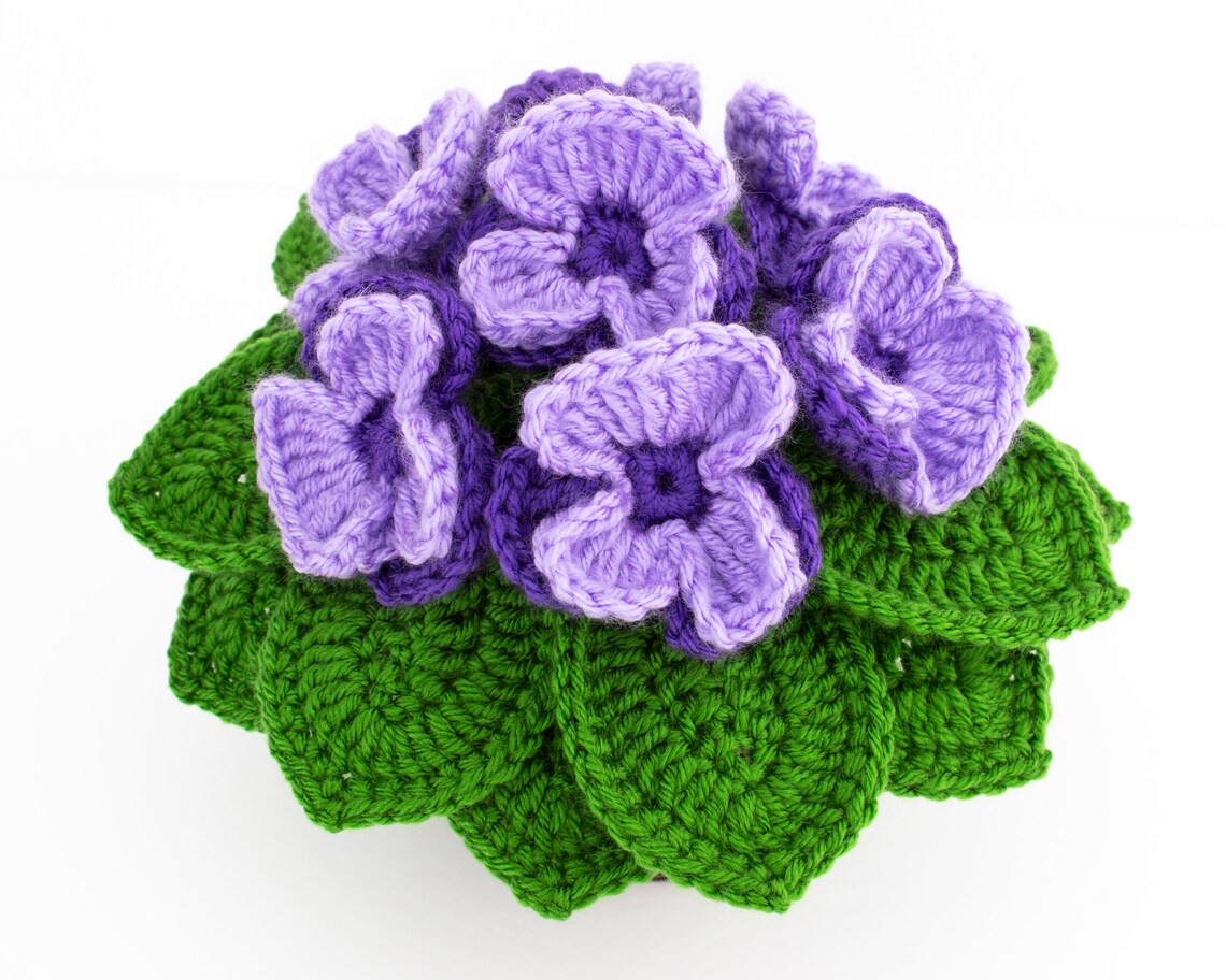 Crochet Violets Pattern Crochet Pot with Flowers PDF Pattern Etsy