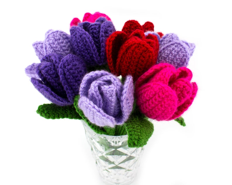 Crochet Tulips Pattern, Crochet Flowers PDF Pattern, Home Decor image 10