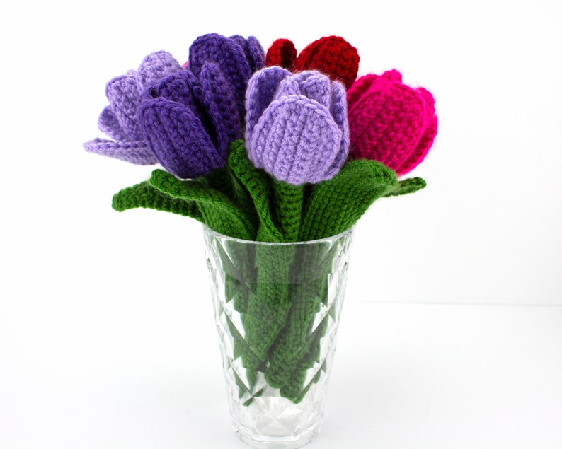 Crochet Tulips Pattern, Crochet Flowers PDF Pattern, Home Decor image 8