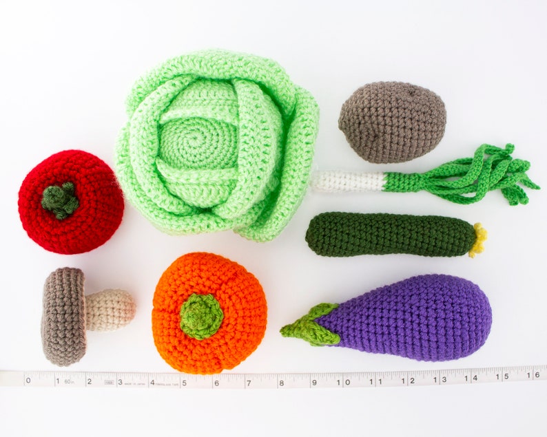 Crochet Vegetables Set Birthday Gift for Kids Kitchen Decorations Crochet Play Food Set 8 pcs