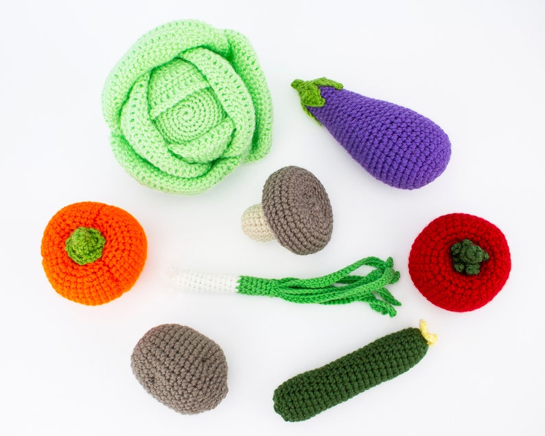 Crochet Vegetables Set Birthday Gift for Kids Kitchen Decorations Crochet Play Food Set 8 pcs