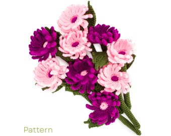 Crochet Asters Pattern, Crochet Flowers (PDF Pattern), Home Decor
