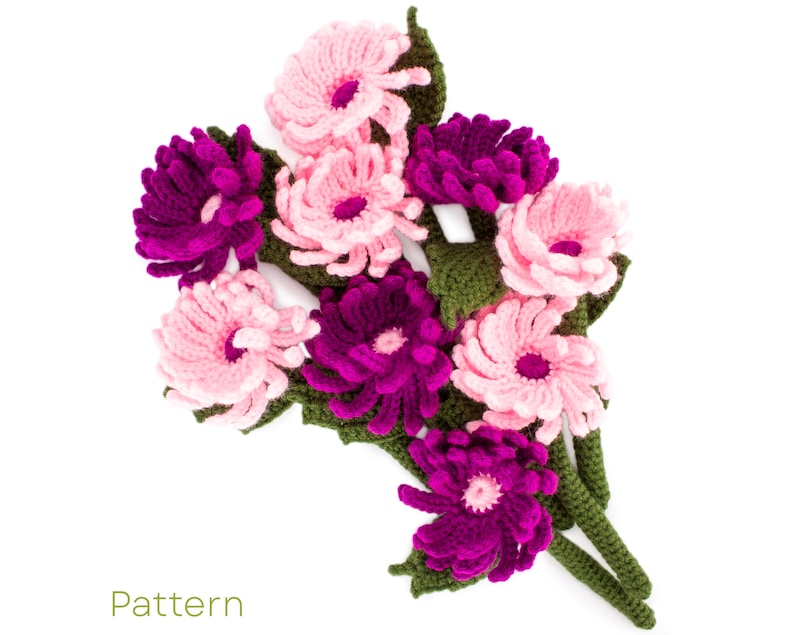 Crochet Asters Pattern, Crochet Flowers PDF Pattern, Home Decor image 1