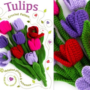 Crochet Tulips Pattern, Crochet Flowers PDF Pattern, Home Decor image 2