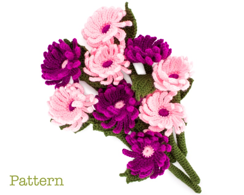 Crochet Asters Pattern, Crochet Flowers PDF Pattern, Home Decor image 6