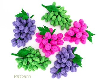 Crochet Grapes PDF Pattern, 3 Varieties of Grapes, Crochet Fruit, Kitchen Decoration