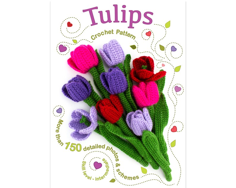 Crochet Tulips Pattern, Crochet Flowers PDF Pattern, Home Decor image 7