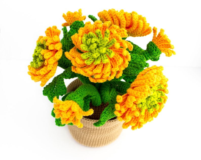 Crochet Chrysanthemums Pattern Crochet Pot With Flowers PDF Etsy